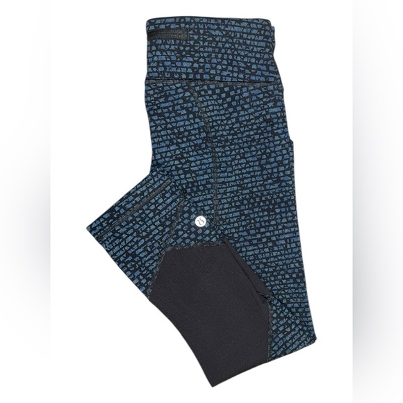 Lululemon Pace Rival Crop Leggings Shatter Weave Desert Teal Alberta BlueSize 4 - Picture 1 of 3